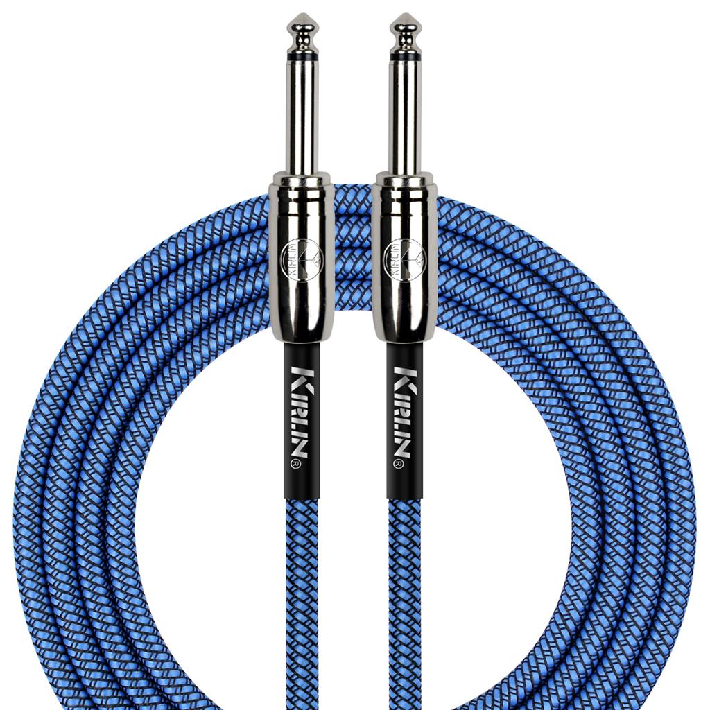 Kirlin Fabric 10' Straight Blue Guitar Cable - Richards Guitars Of Stratford Upon Avon
