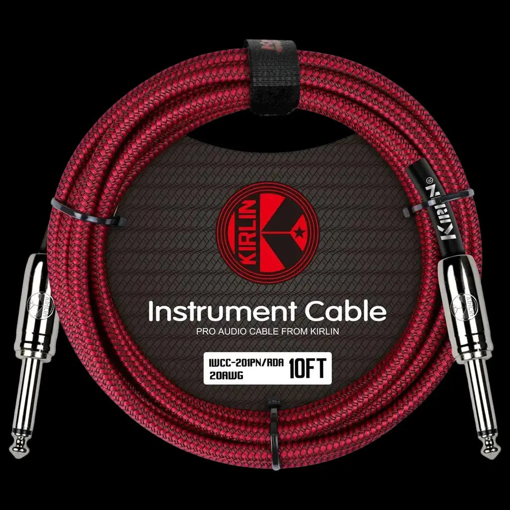 Buy Kirlin Fabric 10' Straight Red Guitar Cable