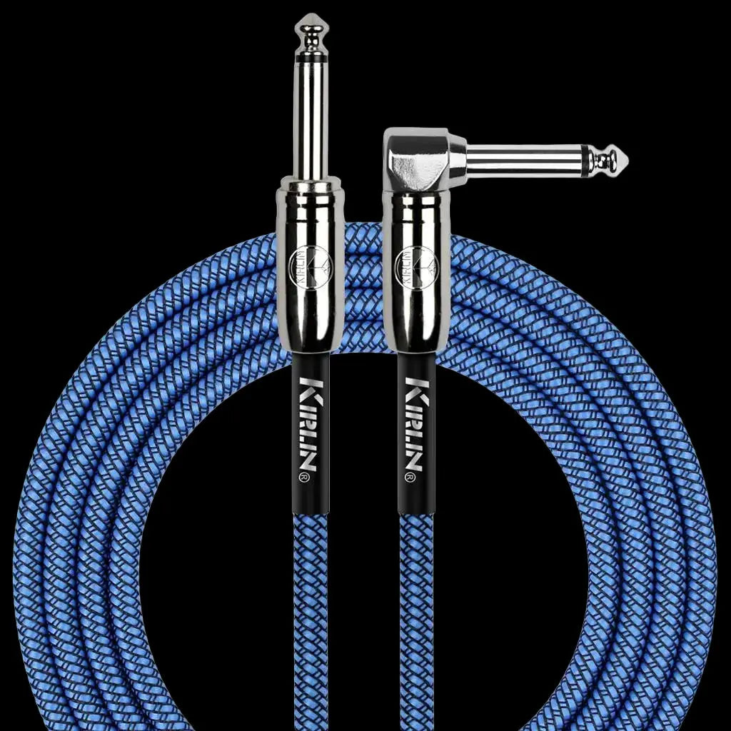 Buy Kirlin Fabric 10' Strt To Angle Blue Guitar Cable