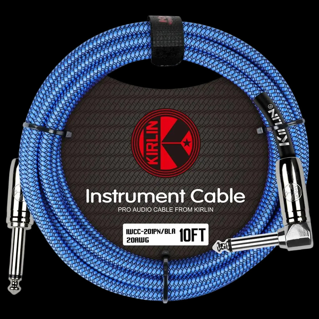 Buy Kirlin Fabric 10' Strt To Angle Blue Guitar Cable
