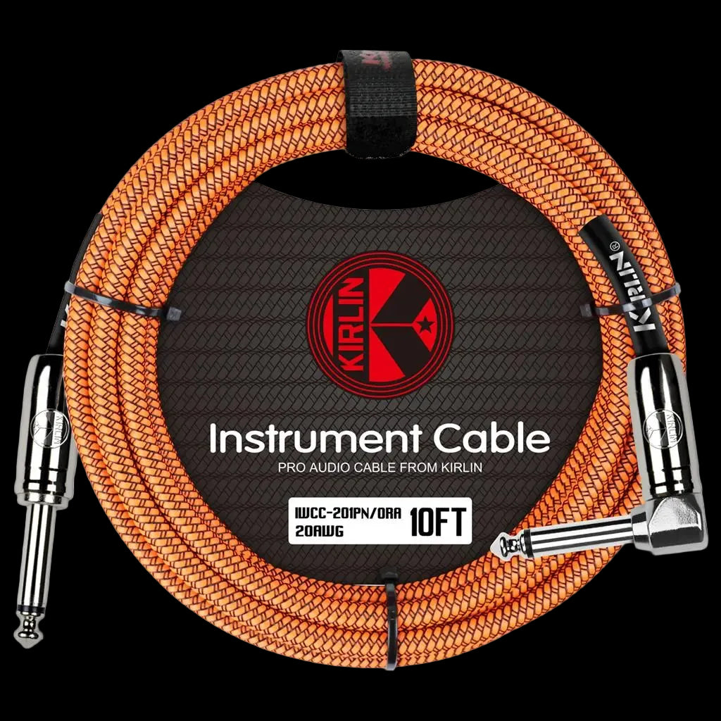 Buy Kirlin Fabric 10' Strt To Angle Orange Guitar Cable