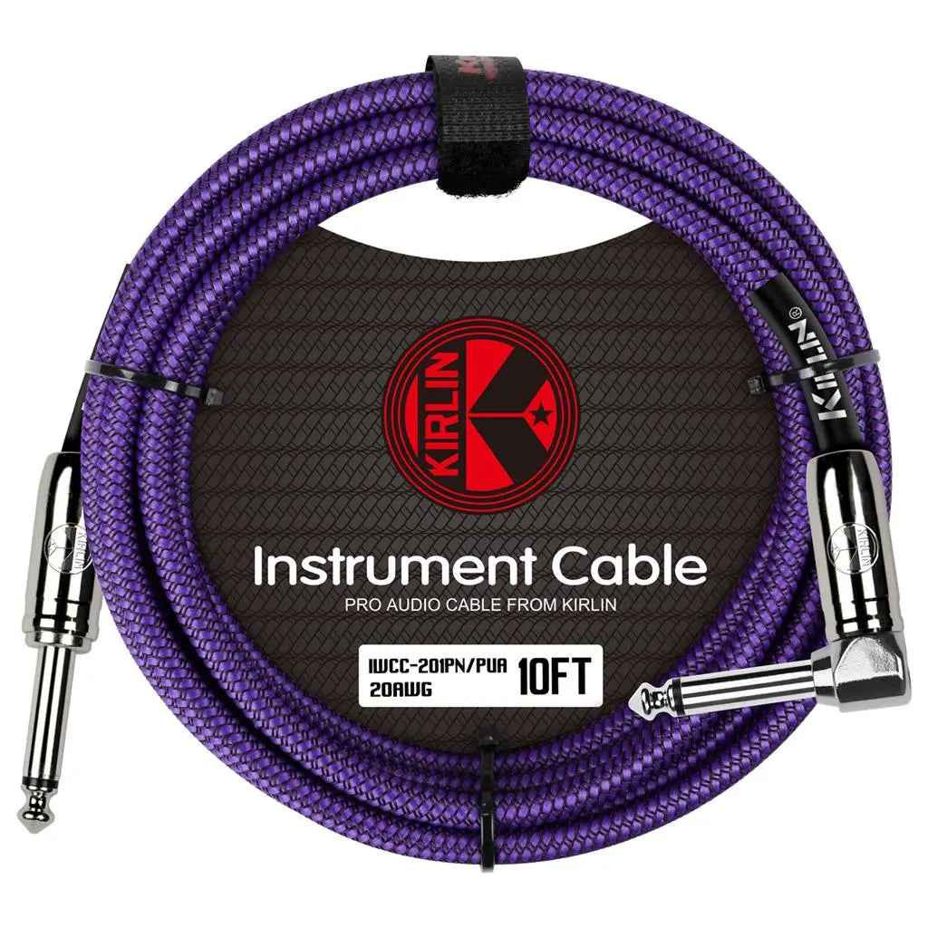 Buy Kirlin Fabric 10' Strt To Angle Purple Guitar Cable