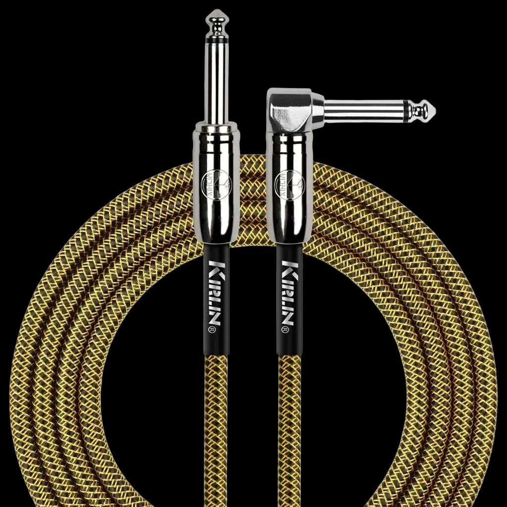 Buy Kirlin Fabric 20' Strt To Angle Blk Yel Guitar Cable