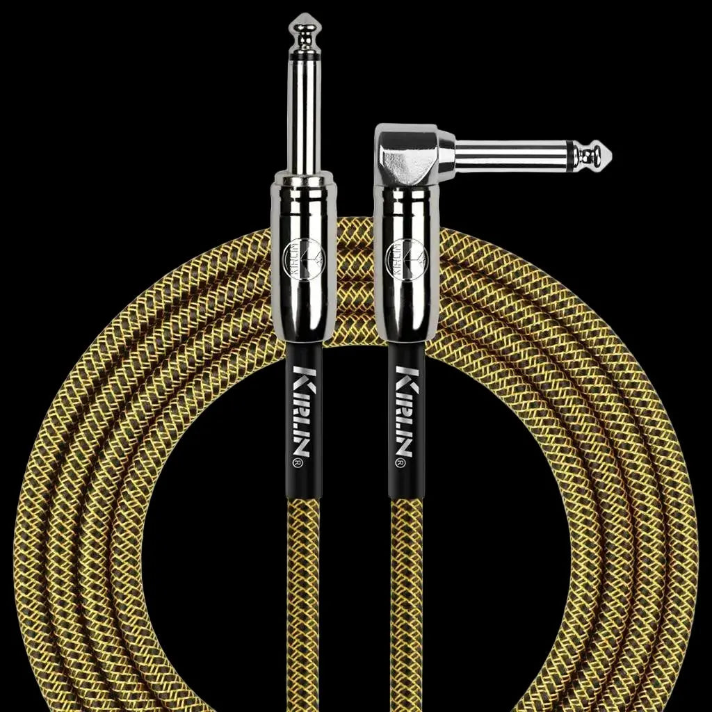Buy Kirlin Fabric 20' Strt To Angle Blk Yel Guitar Cable