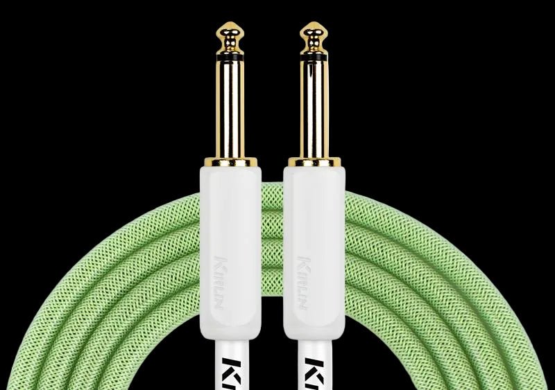 Kirlin IPW201 WEG - GR Fabric Gel 20' Straight Green Guitar Cable - Richards Guitars Of Stratford Upon Avon