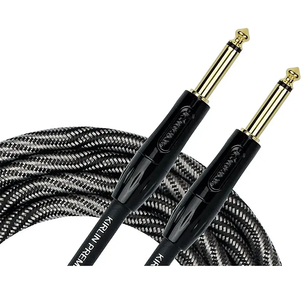 Buy Kirlin Premium Wave Fabric 10' Straight Black Guitar Cable