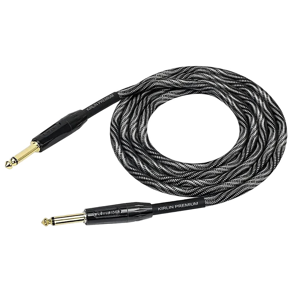 Buy Kirlin Premium Wave Fabric 10' Straight Black Guitar Cable