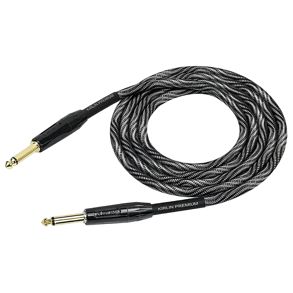 Buy Kirlin Premium Wave Fabric 10' Straight Black Guitar Cable