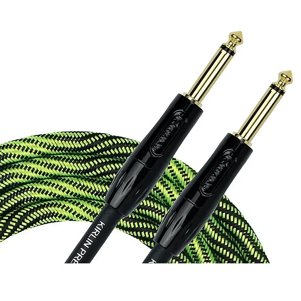 Buy Kirlin Premium Wave Fabric 10' Straight Green Guitar Cable