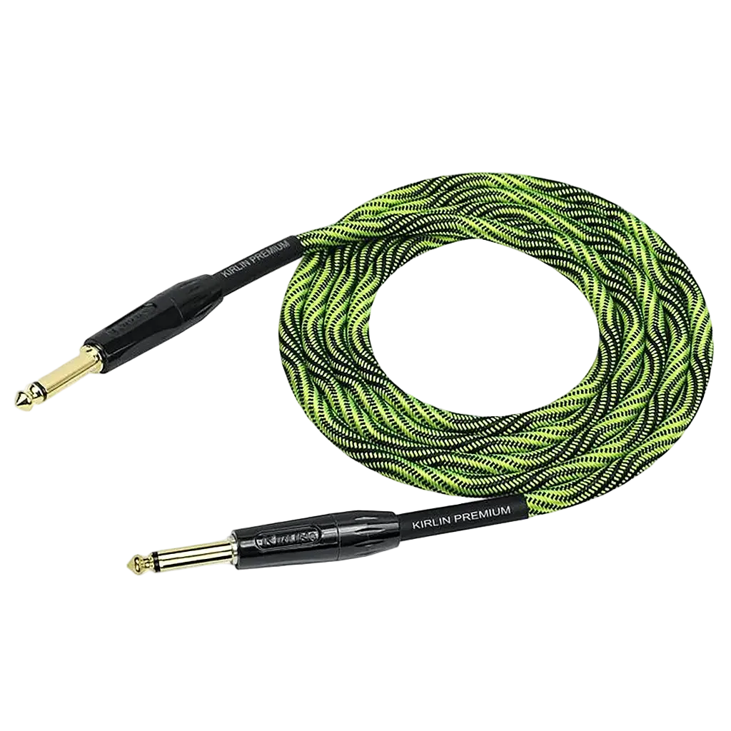 Buy Kirlin Premium Wave Fabric 10' Straight Green Guitar Cable