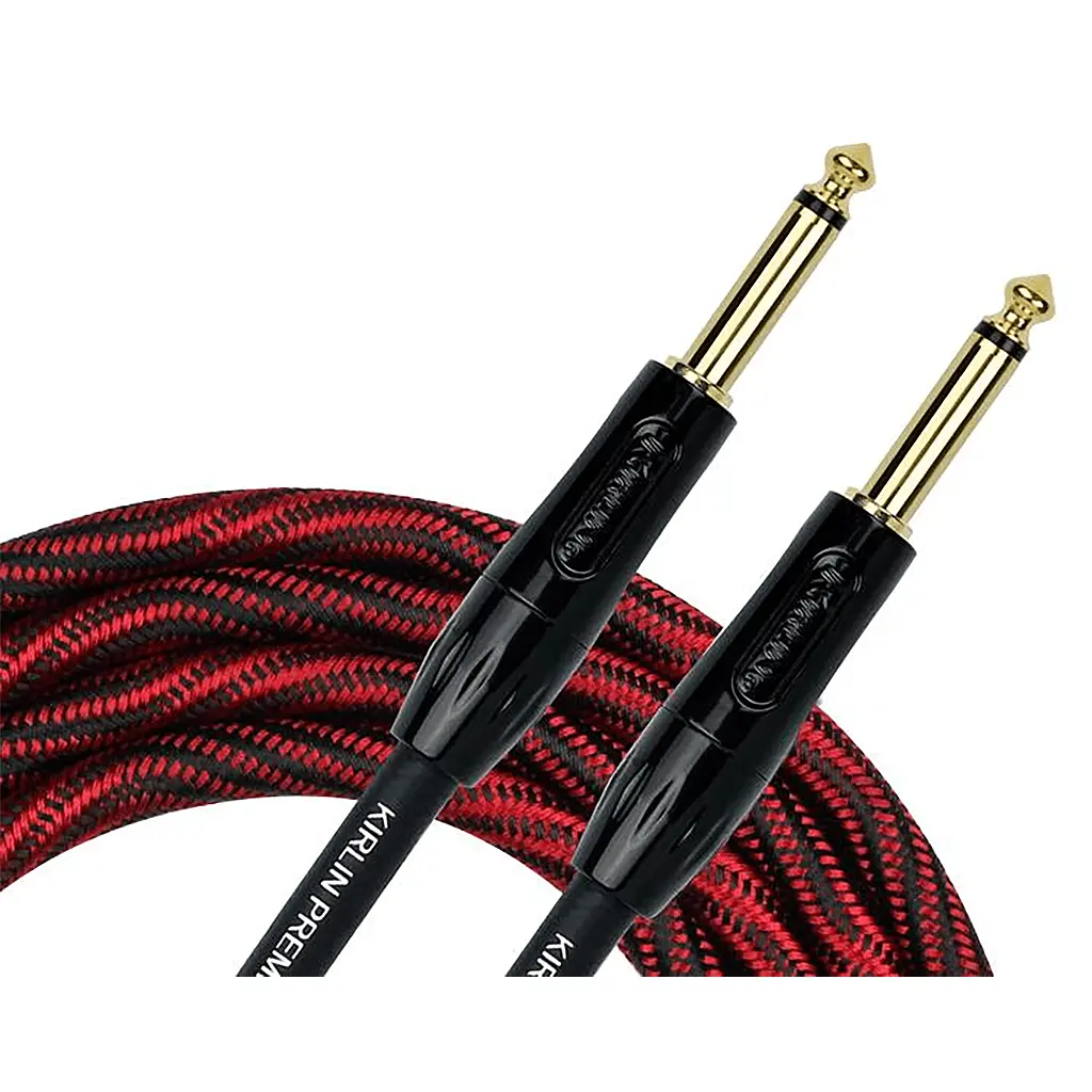 Buy Kirlin Premium Wave Fabric 10' Straight Red Guitar Cable
