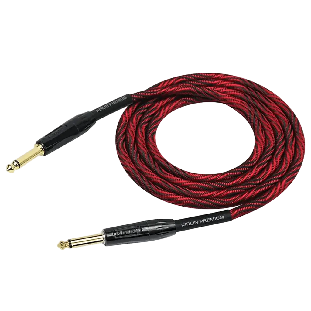 Buy Kirlin Premium Wave Fabric 10' Straight Red Guitar Cable