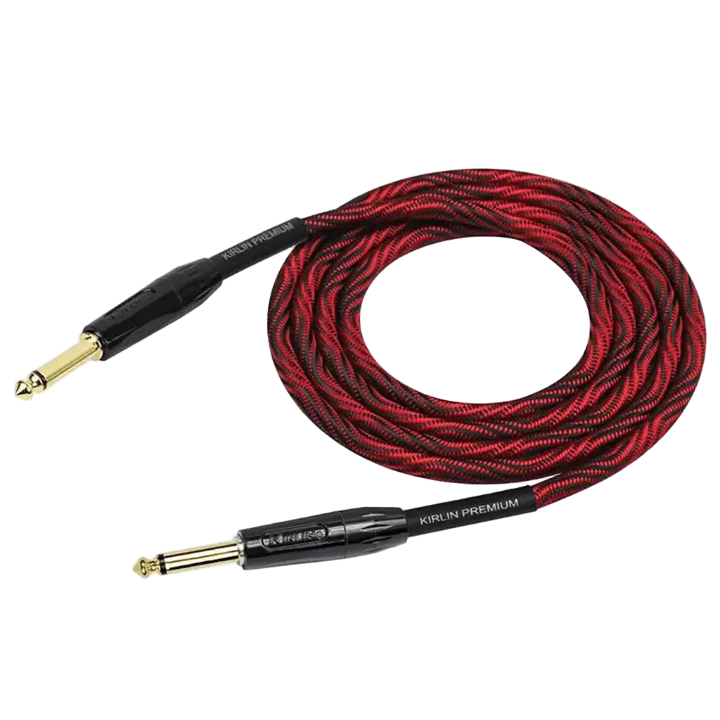 Buy Kirlin Premium Wave Fabric 10' Straight Red Guitar Cable