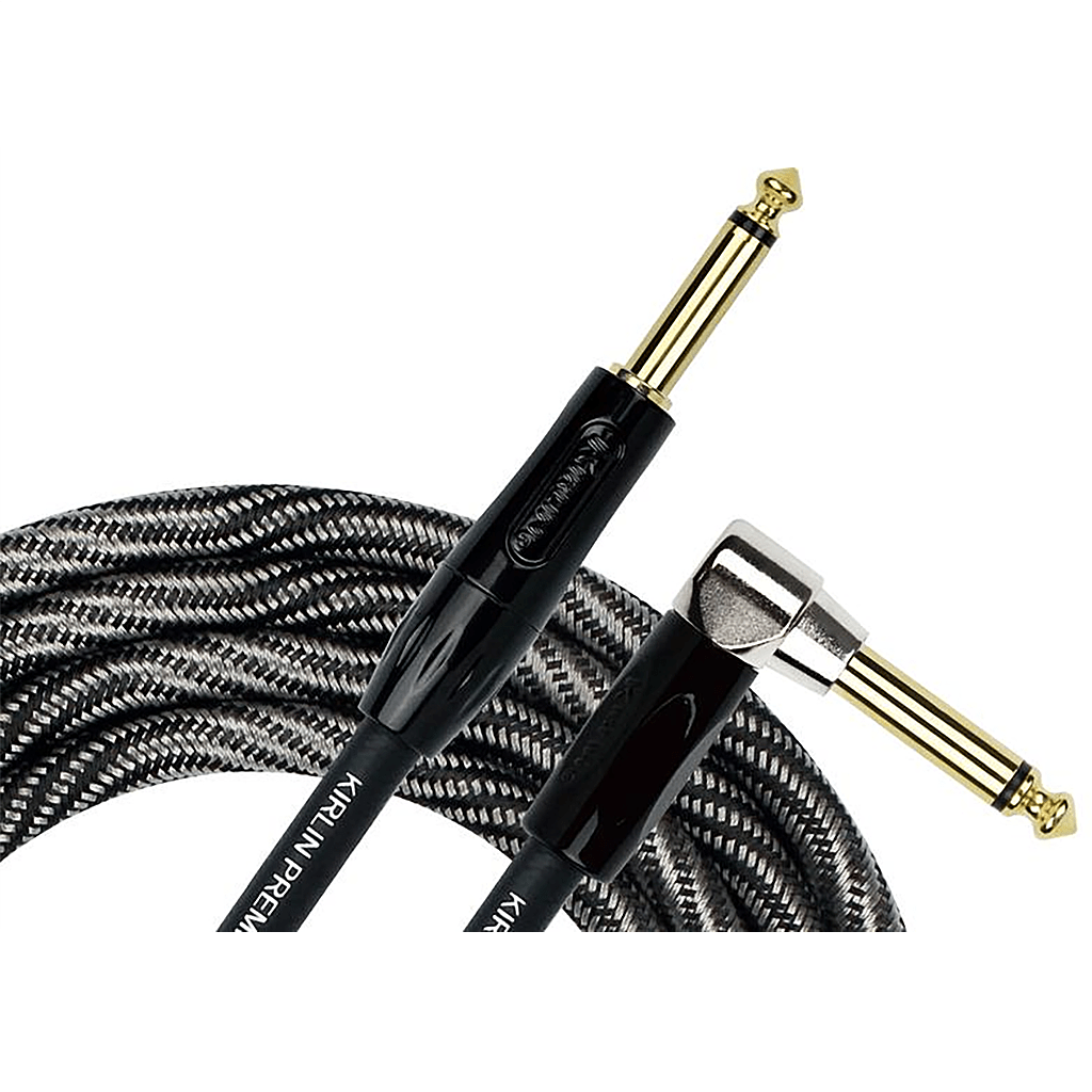 Kirlin Premium Wave Fabric 10' Strt To Angle Black Guitar Cable - Richards Guitars Of Stratford Upon Avon