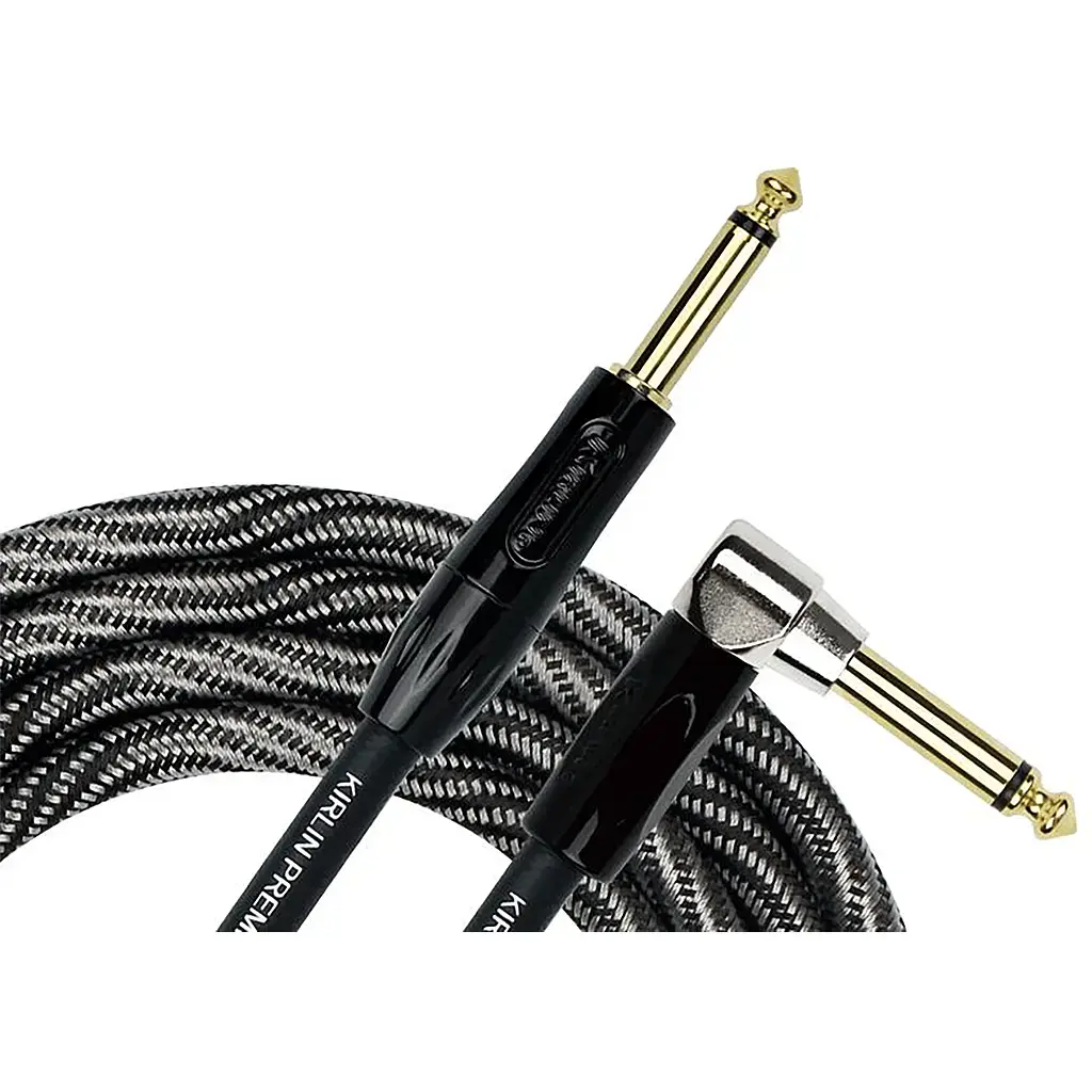Buy Kirlin Premium Wave Fabric 10' Strt To Angle Black Guitar Cable