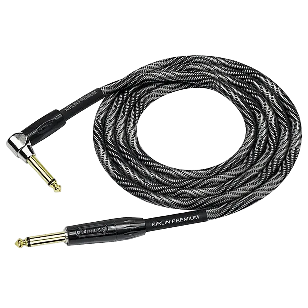 Buy Kirlin Premium Wave Fabric 10' Strt To Angle Black Guitar Cable