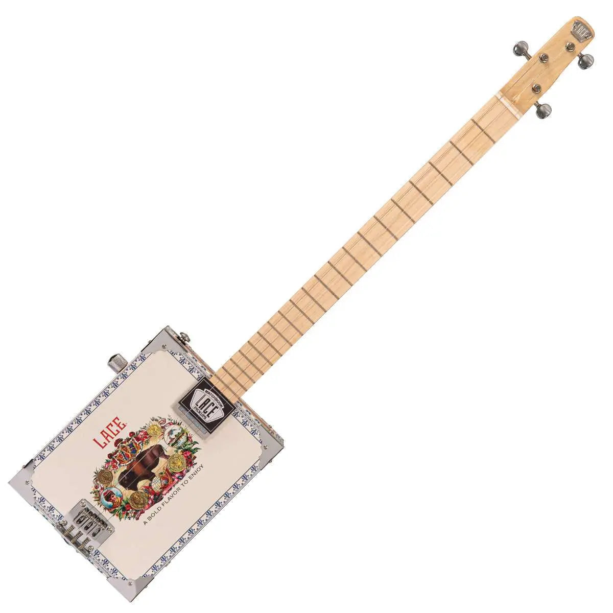 Lace Cigar Box Electric Guitar ~ 3 String ~ Buffalo Bill - Richards Guitars Of Stratford Upon Avon