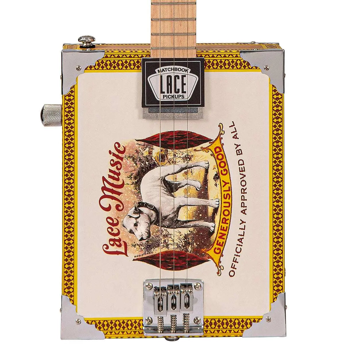 Lace Cigar Box Electric Guitar ~ 3 String ~ Pero Pup - Richards Guitars Of Stratford Upon Avon