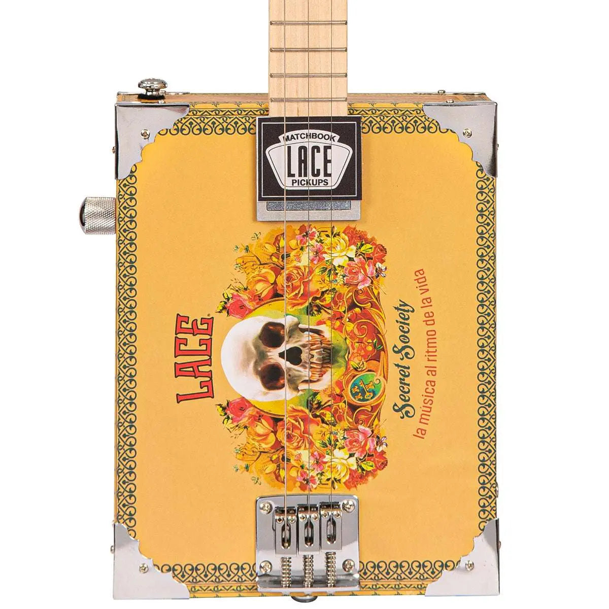 Lace Cigar Box Electric Guitar ~ 3 String ~ Secret Society - Richards Guitars Of Stratford Upon Avon