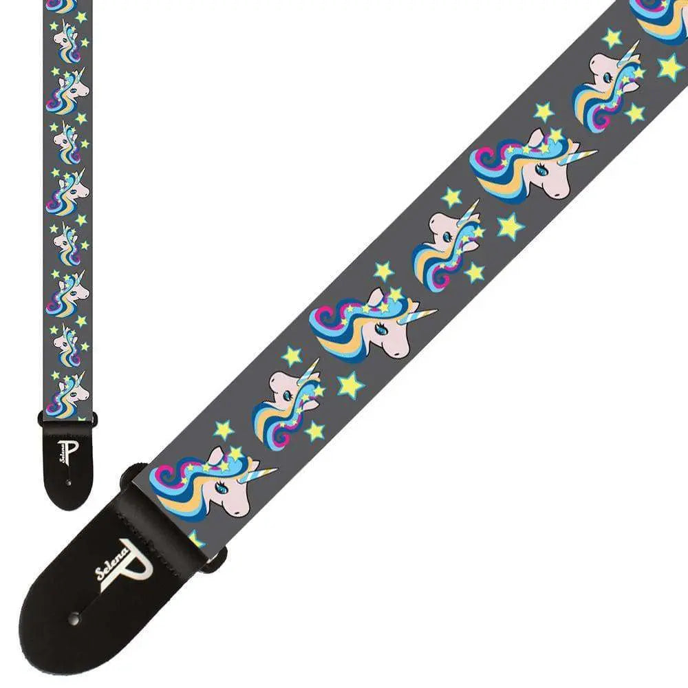 Perri's Kids Length Polyester Webbing Strap ~ Rainbow Unicorns - Richards Guitars Of Stratford Upon Avon