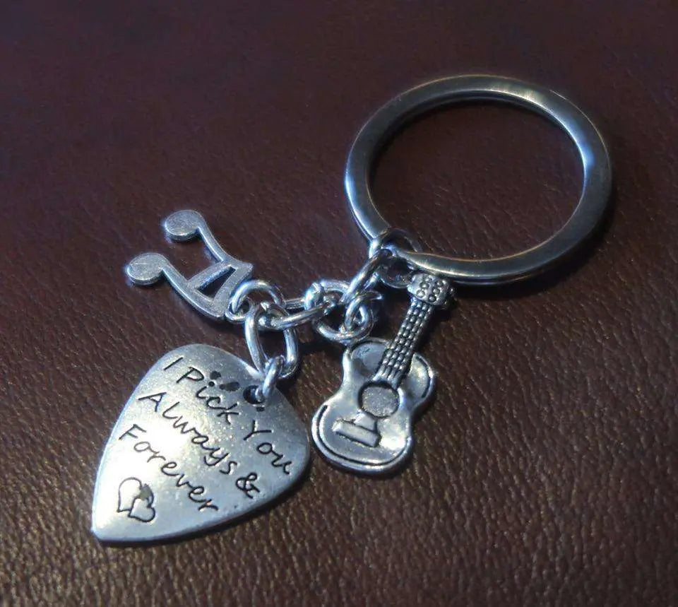 SMJ Hand Made Guitar Pick Keyring & Gift Box. Beautiful Guitar Gift (£1 Goes to Butterfly Conservation) - Richards Guitars Of Stratford Upon Avon