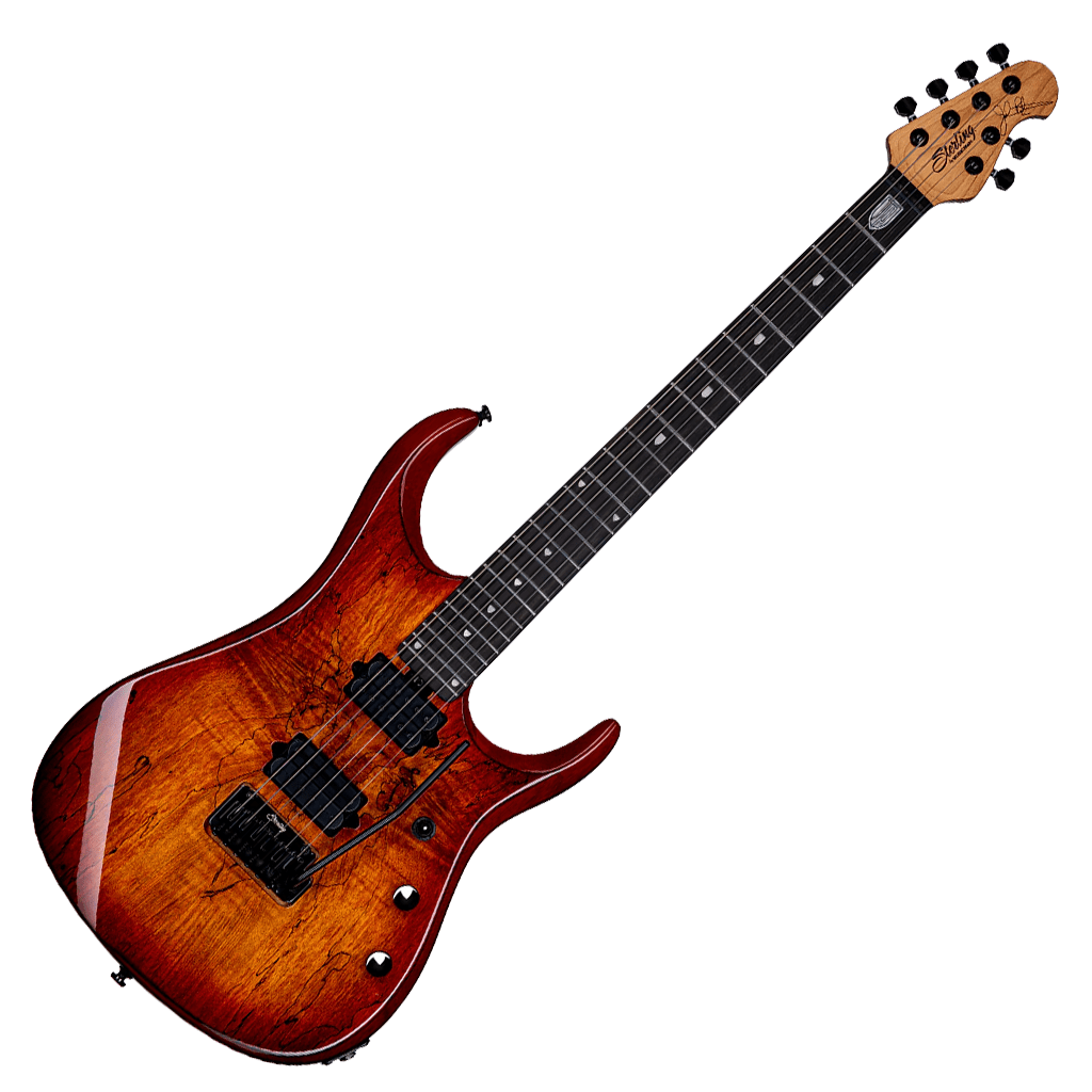 Sterling By Musicman JP150 Dimarzio Spalted Maple Blood Orange Burst - Richards Guitars Of Stratford Upon Avon