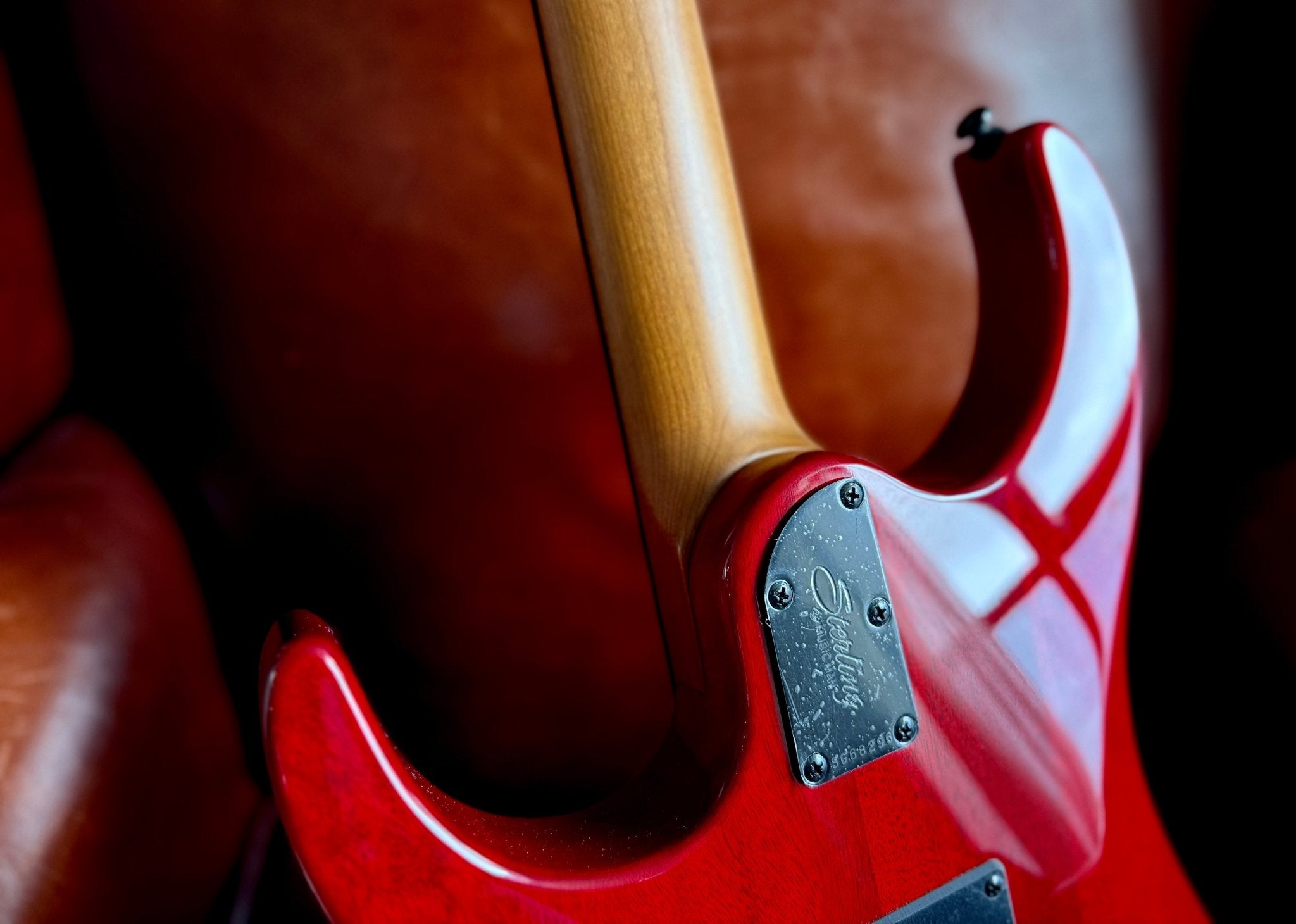 Sterling By Musicman JP150 Dimarzio Spalted Maple Blood Orange Burst - Richards Guitars Of Stratford Upon Avon
