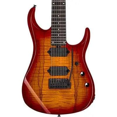 Sterling By Musicman SBMM JP15 7 DIMARZIO BLOOD ORANGE BURST - Richards Guitars Of Stratford Upon Avon