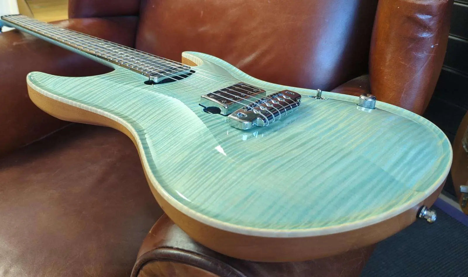 Valenti Nebula Carved HS Ice Blue - Richards Guitars Of Stratford Upon Avon