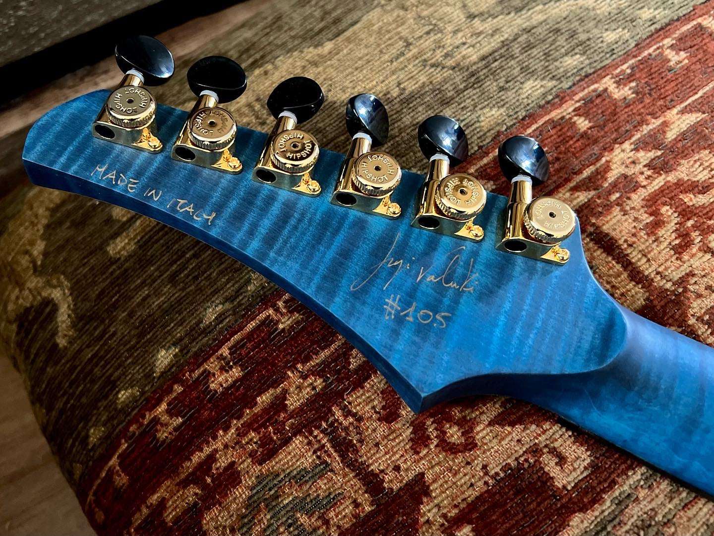 Valenti Nebula Carved Semi Hollow P90 Dark Blue - Richards Guitars Of Stratford Upon Avon