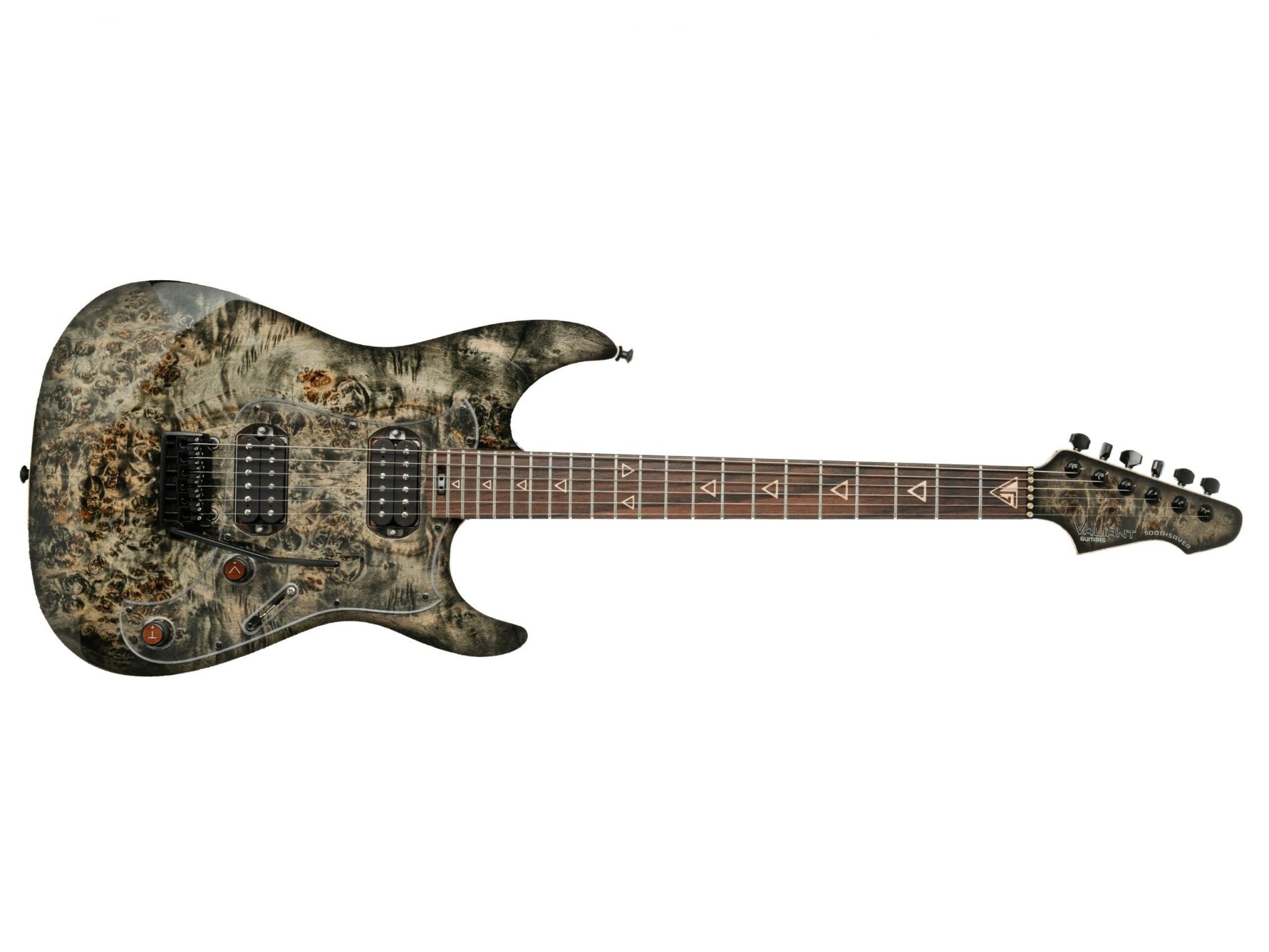 Valiant Soothsayer Grey Poplar Burl Electric Guitar - Richards Guitars Of Stratford Upon Avon
