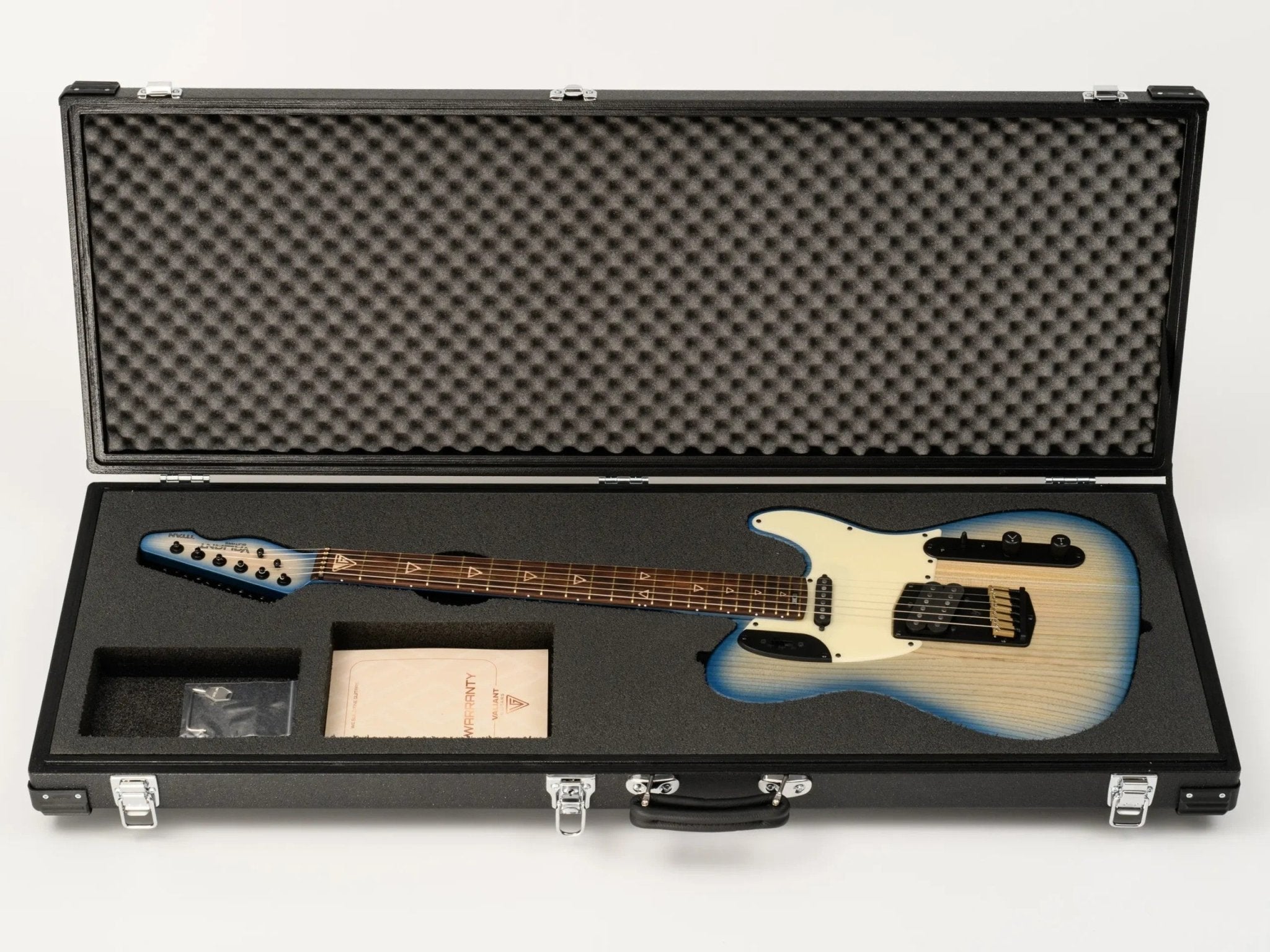 Valiant Titan Barhat Blue Pore Electric Guitar - Richards Guitars Of Stratford Upon Avon