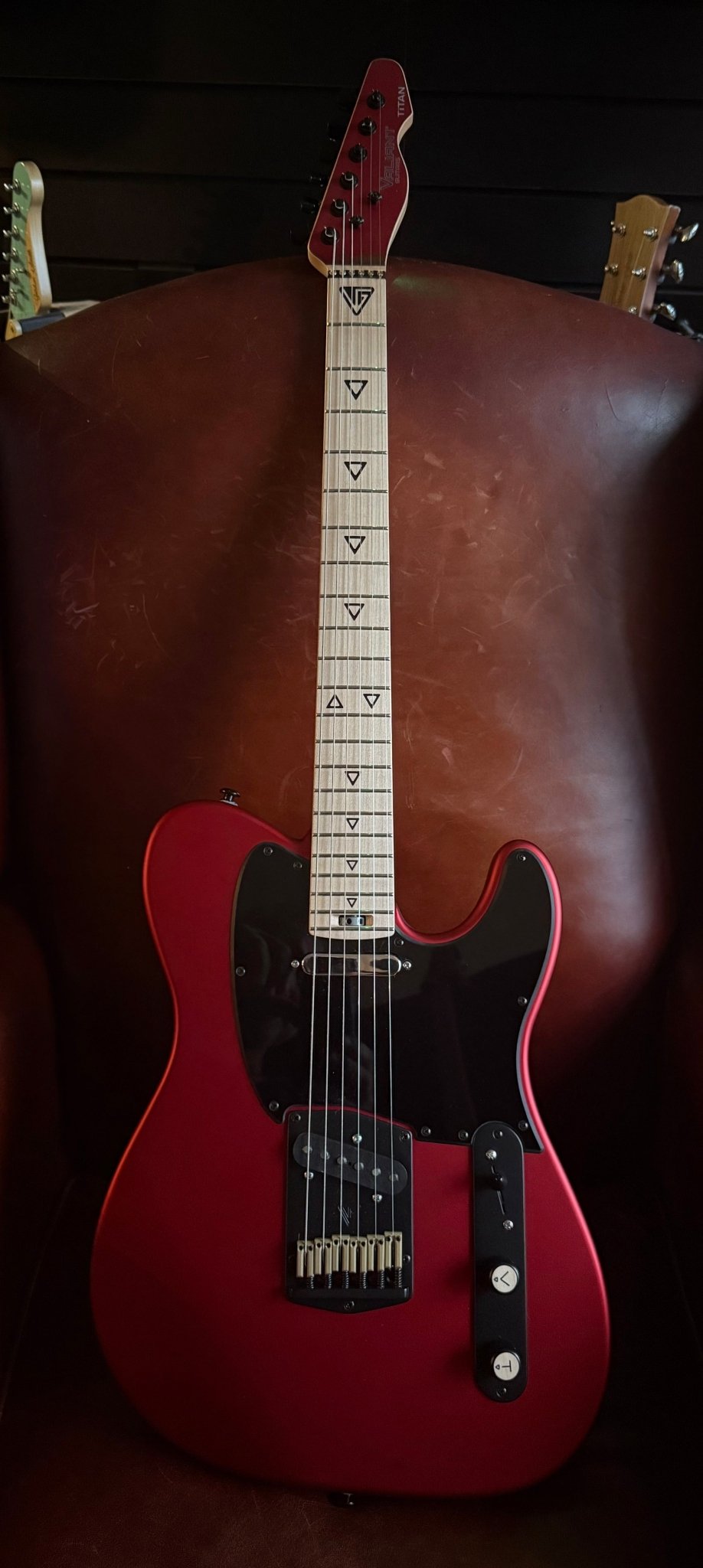 Valiant Titan Ruby Satin Electric Guitar With Stainless Steel Frets Upgrade - Richards Guitars Of Stratford Upon Avon