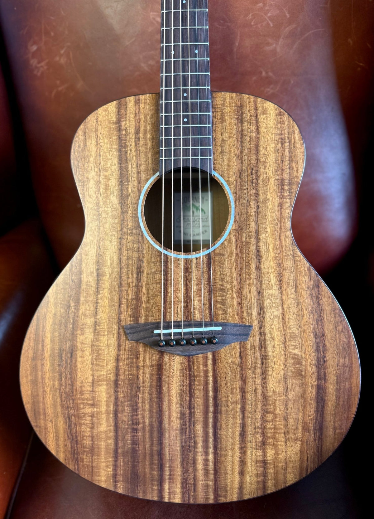 Veelah Mini Camper Solid Top Acacia Koa Acoustic Guitar w/ Gig Bag - Richards Guitars Of Stratford Upon Avon