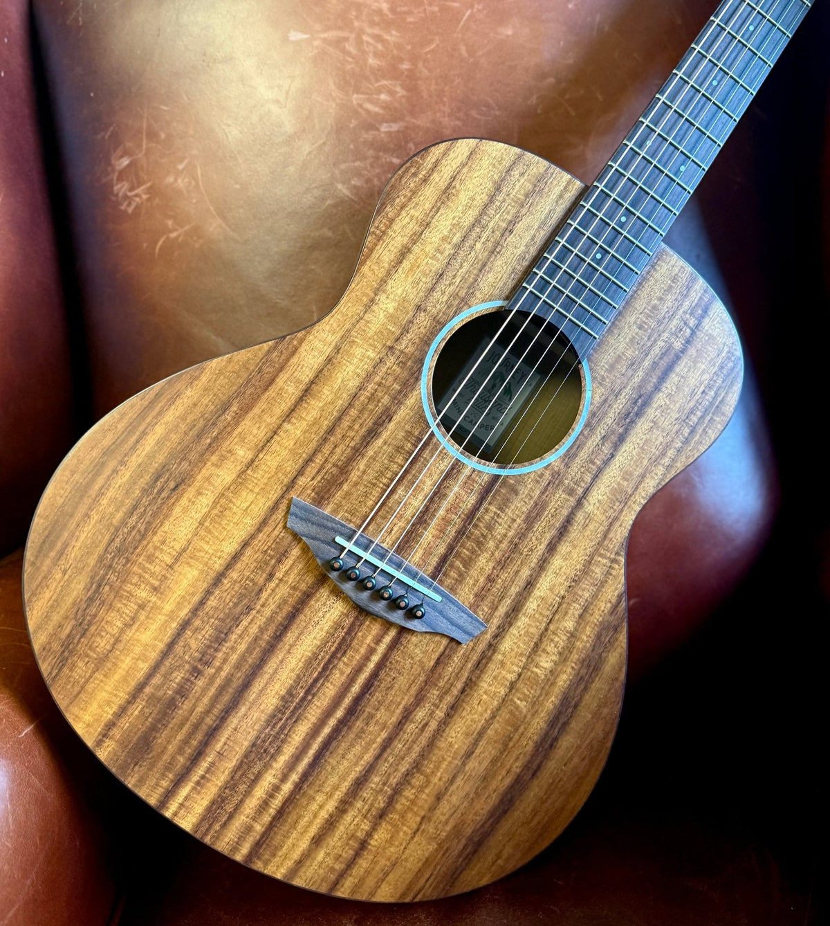 Veelah Mini Camper Solid Top Acacia Koa Acoustic Guitar w/ Gig Bag - Richards Guitars Of Stratford Upon Avon