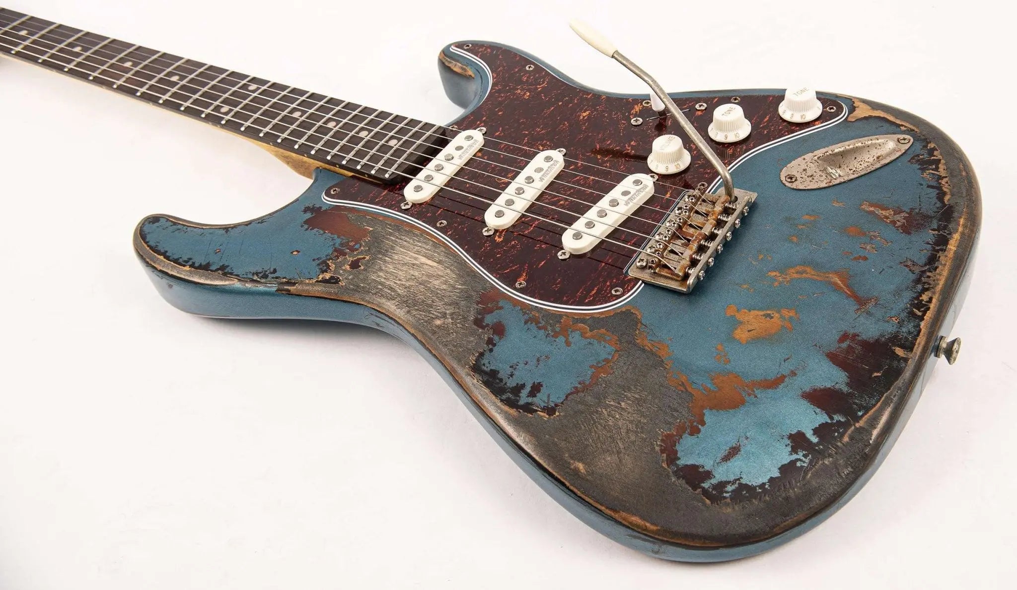 Vintage ProShop "Industrial Punk" V6 Custom in Scorched Earth Blue & FREE Custom Pro Setup - Richards Guitars Of Stratford Upon Avon