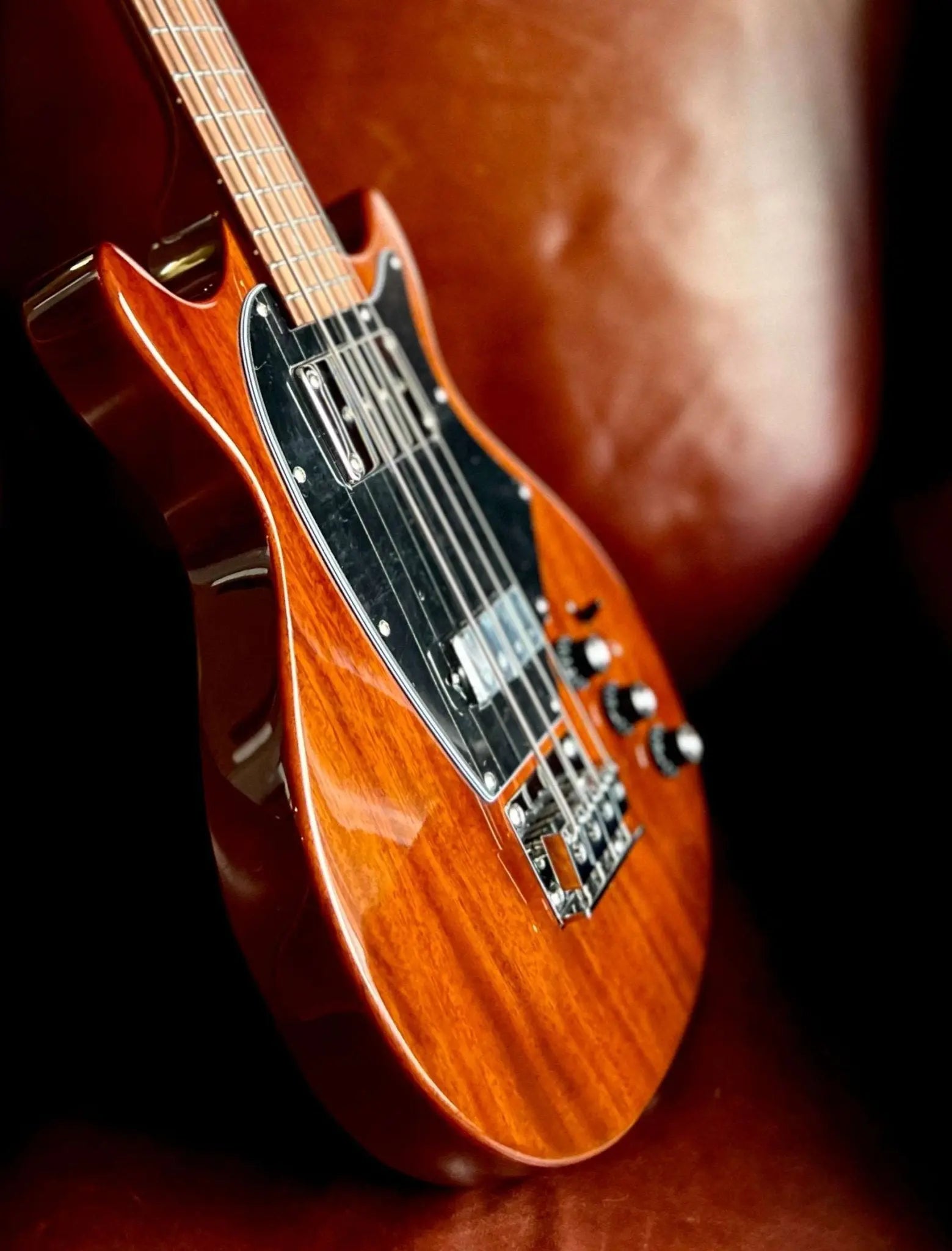 Vintage REVO Series 'Callan' Bass VRB70CR See Thru Cherry Red - Richards Guitars Of Stratford Upon Avon