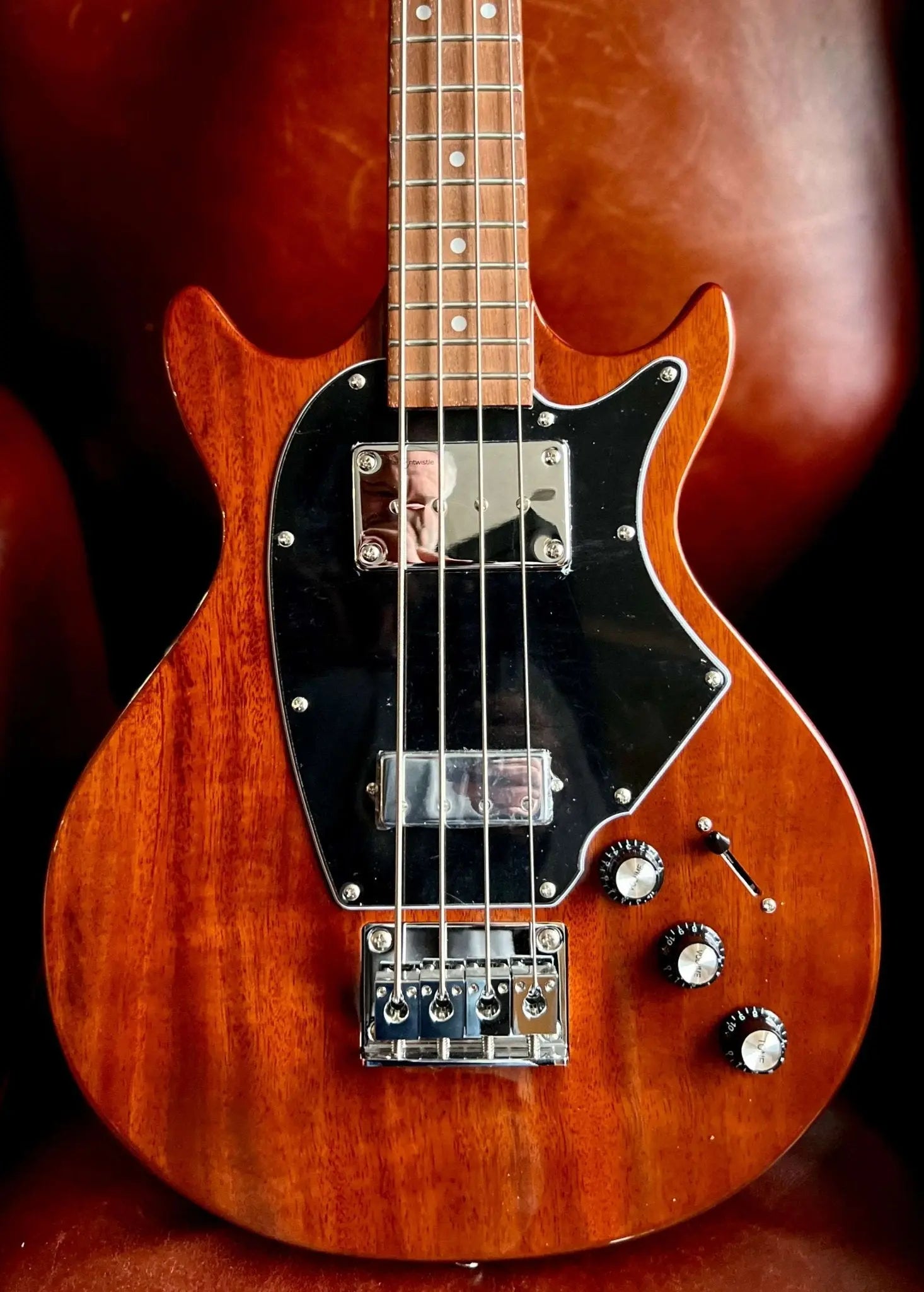 Vintage REVO Series 'Callan' Bass VRB70CR See Thru Cherry Red - Richards Guitars Of Stratford Upon Avon