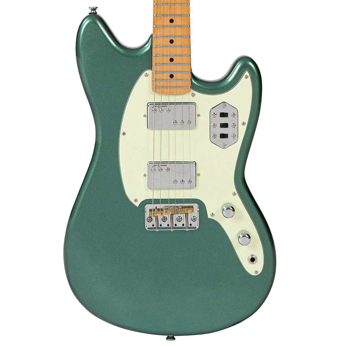 Vintage REVO Series 'Colt HH Twin Hardtail' Guitar ~ Metallic Sherwood Green - Richards Guitars Of Stratford Upon Avon