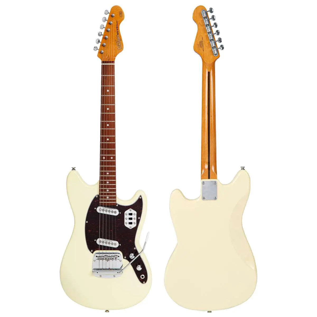 Vintage REVO Series 'Colt SS Twin' Electric Guitar ~ Vintage White - Richards Guitars Of Stratford Upon Avon