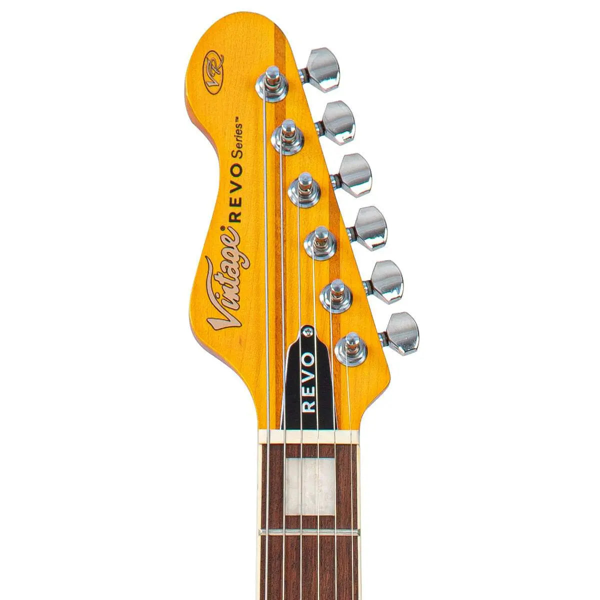 Vintage REVO Series 'Integra' Guitar ~ Amberburst - Richards Guitars Of Stratford Upon Avon