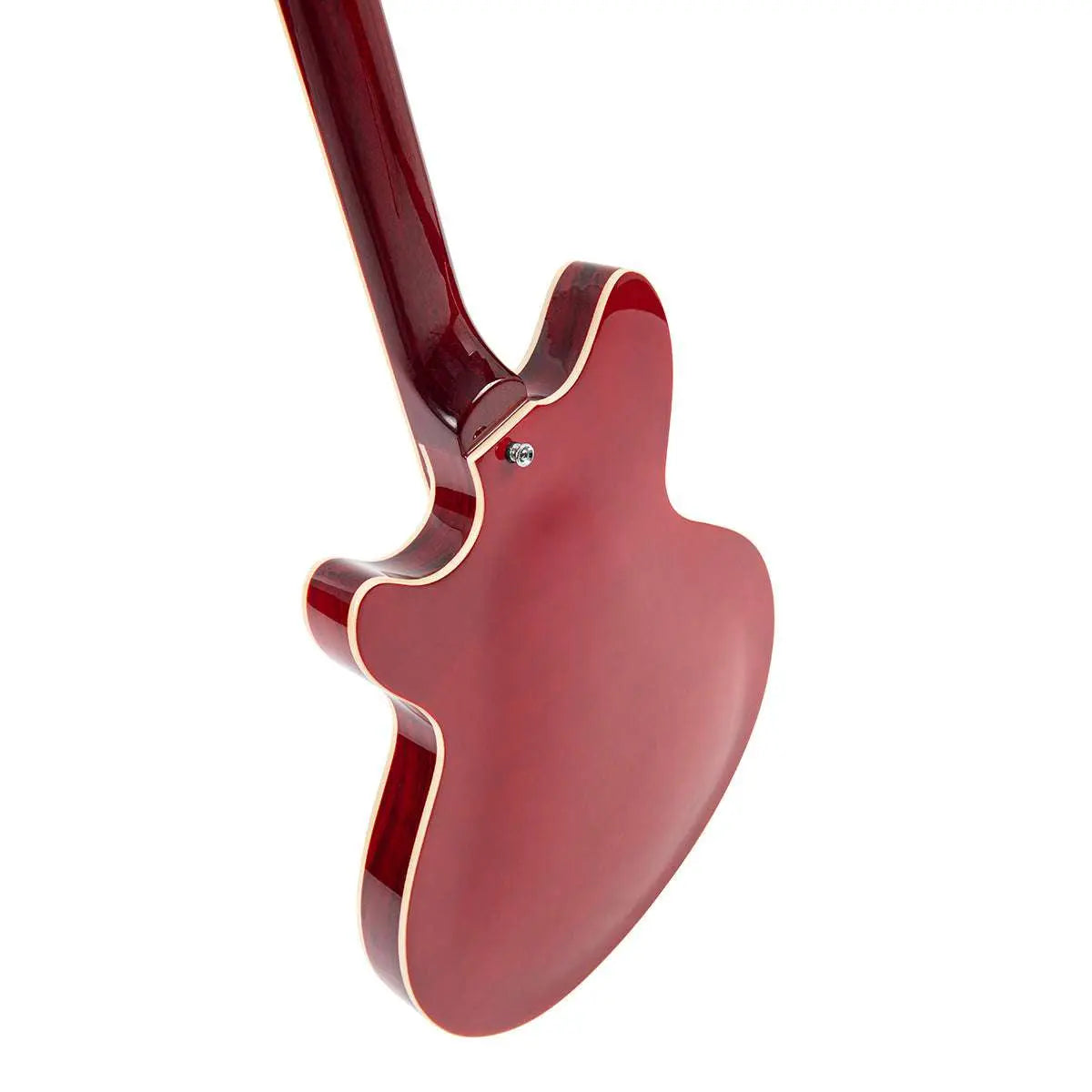 Vintage REVO Series 'Supreme' Semi Acoustic Bass ~ Cherry Red - Richards Guitars Of Stratford Upon Avon