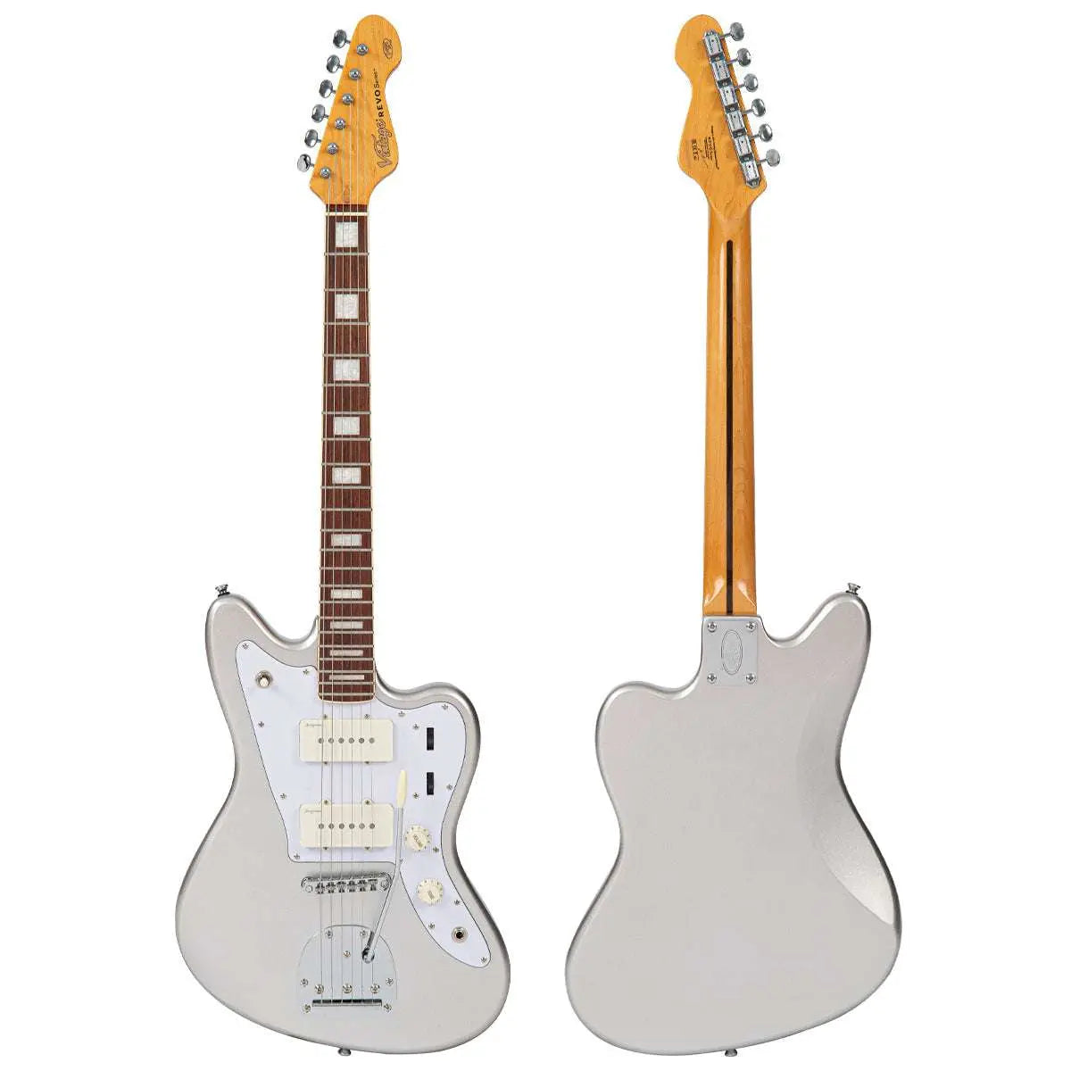 Vintage REVO Series 'Surfmaster 90' Electric Guitar ~ Metallic Silver - Richards Guitars Of Stratford Upon Avon