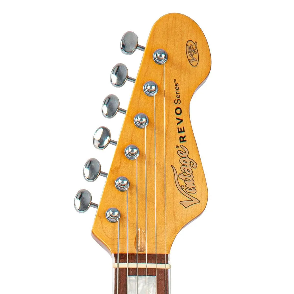 Vintage REVO Series 'Surfmaster Quad' Electric Guitar ~ Metallic White - Richards Guitars Of Stratford Upon Avon