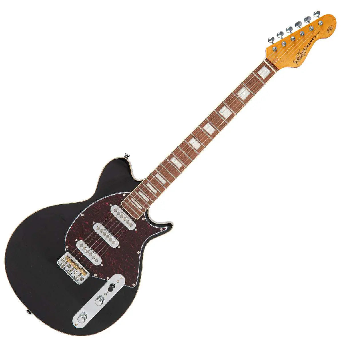 Vintage REVO Series 'Vision' Electric Guitar ~ Boulevard Black - Richards Guitars Of Stratford Upon Avon