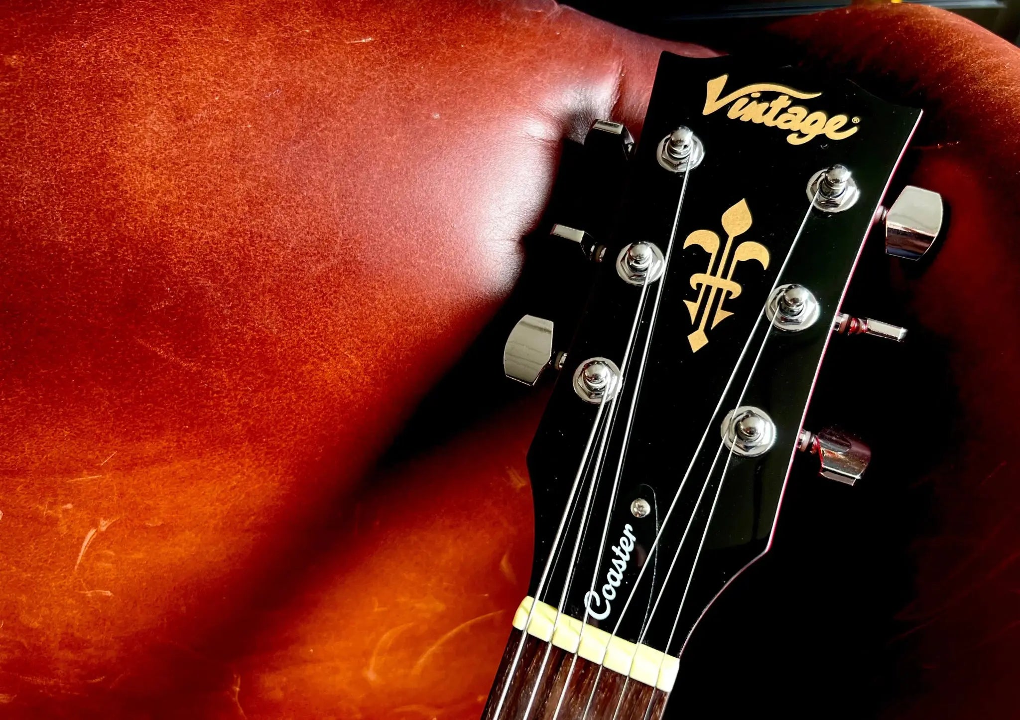 Vintage V10 Coaster Series Electric Guitar ~ Cherry Sunburst - Richards Guitars Of Stratford Upon Avon