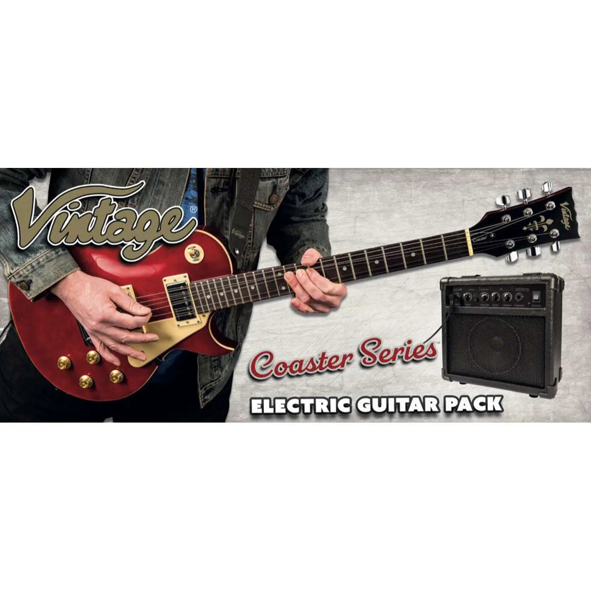 Vintage V10 Coaster Series Electric Guitar Pack ~ Wine Red - Richards Guitars Of Stratford Upon Avon