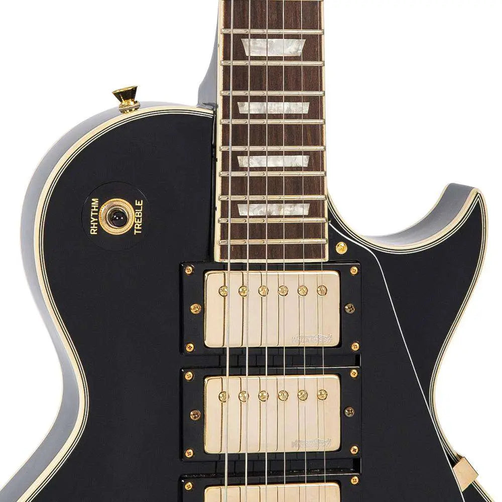 Vintage V1003BB ReIssued 3 Pickup Electric Guitar ~ Boulevard Black - Richards Guitars Of Stratford Upon Avon