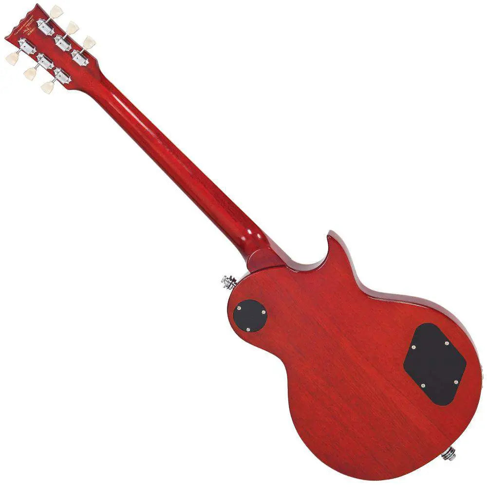 Vintage V100AFD Reissued Electric Guitar ~ Left Hand Flamed Amber - Richards Guitars Of Stratford Upon Avon