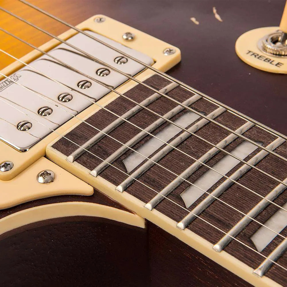 Vintage V100MRTSB ICON Electric Guitar ~ Distressed Tobacco Sunburst - Richards Guitars Of Stratford Upon Avon